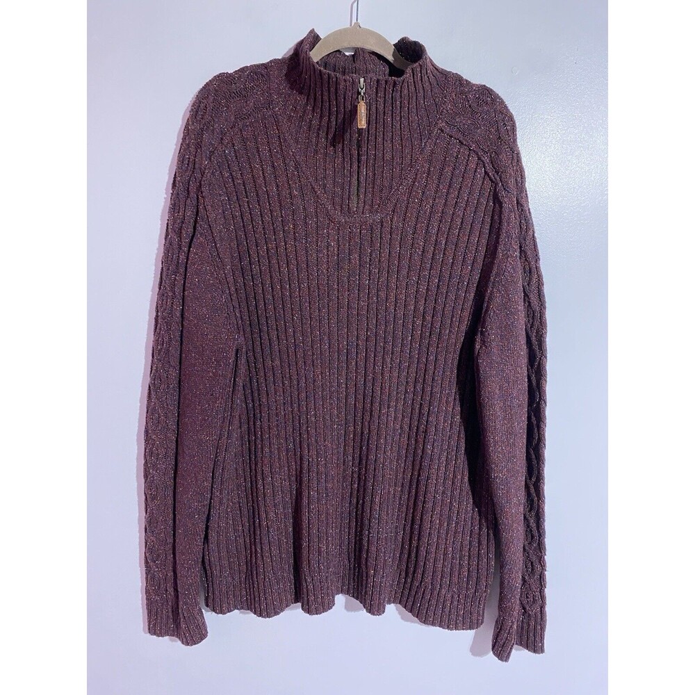 Tommy Bahama Sweater Mens XXL Burgundy Hamada Quarter Zip Merino‎ Wool Silk Warm